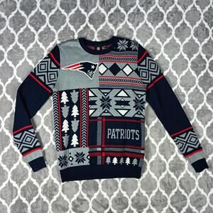 New England Patriots Sweater Mens Small NFL Team Apparel Navy Christmas Holiday